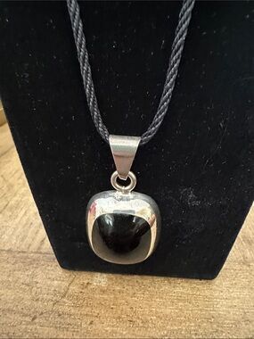 Sterling Silver Black Onyx Pendant Necklace - Elegant Womens Jewelry